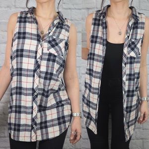 Sleeveless flannel shirt dress button down